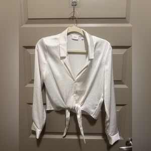 Aritzia Wilfred Tie-front Satin Blouse